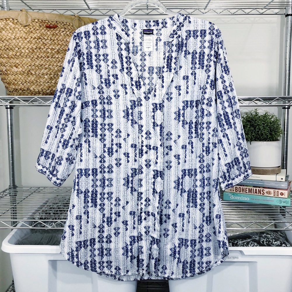 PATAGONIA | printed tunic blouse top travel boho